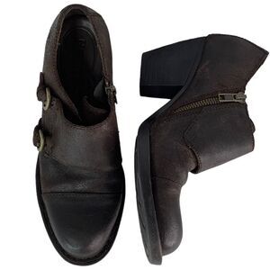 Born Davis Brown Leather Monk Strap Western Bohemian Women’s Ankle Booties Sz 6M
